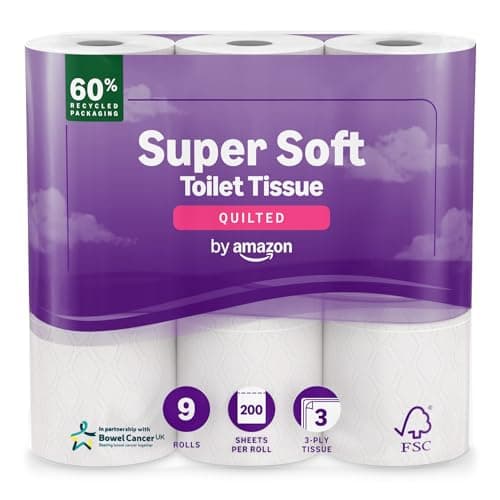 Image of by Amazon Super Soft Toilet Tissue, 3-ply, 9 Rolls (1 Pack of 9), 200 Sheets per Roll, FSC Certified