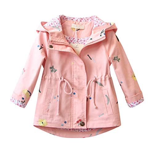 Image of De feuilles Baby Girls Hoodie Windbreaker Jacket Princess Trench Coat Outwear (3-4 Years, Pink B)