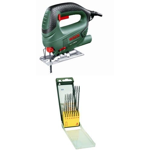 Image of Bosch PST 700 E Compact Corded Jigsaw with T Shank Jigsaw Blade Set