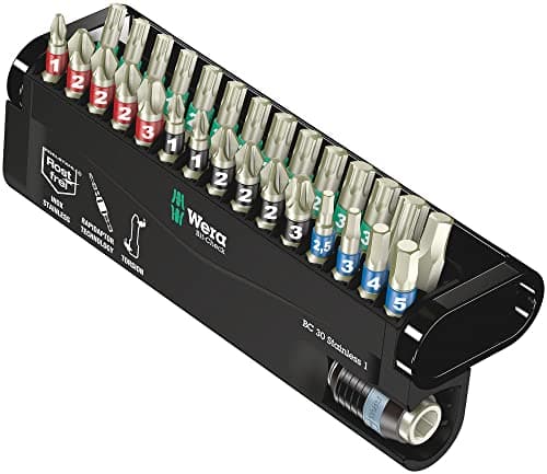 Image of Wera Bit-Check 30 Stainless 1 Bit set, with Rapidaptor holder, PH/PZ/TX/HEX-PLUS, 30pc, 05071109001