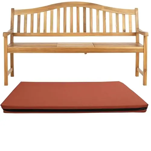 Image of GRIZZLY FOAM Waterproof 1 2 3-Seater Indoor/Outdoor Bench Pad Seat Cushion Garden Furniture Comfortable with Removable Cover Ask for Any Customized Size (Orange, 18x55x2inch 45x140x5cm)
