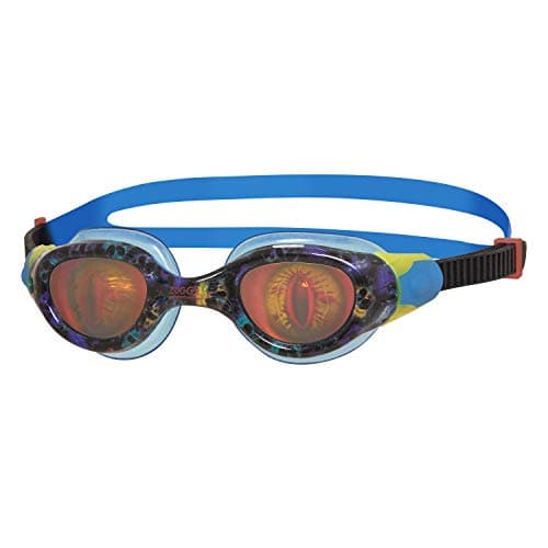 Image of Zoggs Unisex-Youth Sea Demon Junior Lens Swimming Goggles, Black/Blue/Hologram, 6-14 years