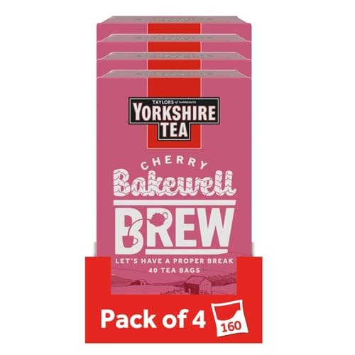 Image of Yorkshire Tea Cherry Bakewell Brew, 4 Boxes of 40 Tea Bags (Total 160 Bags)