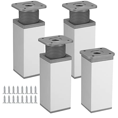 Image of Gaomoeny 4 Pcs Adjustable Cabinet Legs, Adjustable Height 0-20mm Table Legs, Aluminum Alloy Kitchen Sofa Furniture Adjustable Feet for Desk/Sofa/Cupboard/Table/Bed Adjustable Feet Legs, Silver(10cm)