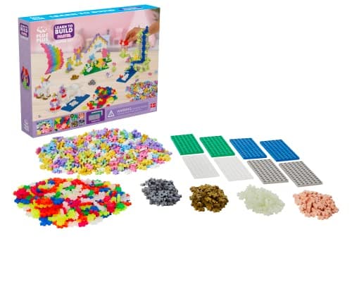 Image of Plus-Plus 9603812 Ingenious Construction Toy, Learn to Build Super Pastel Building Blocks Set, 1200 Pieces, Multi-Coloured