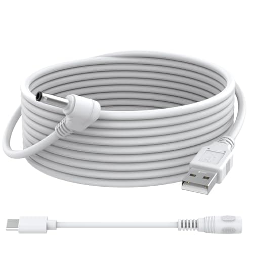 Image of Charging Cable with DC Power Adapter Compatible with Ring Stick Up Cam Battery/Plug-in 3rd/2nd Gen, Spotlight Cam Plus/Pro Indoor/Outdoor, 4M Weatherproof Power Extension Cord (White)