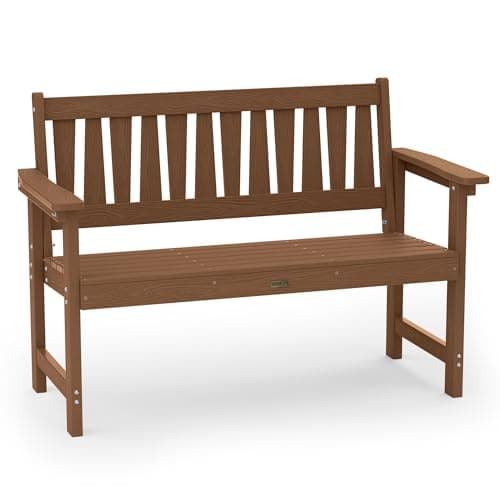 Image of MXIMU Garden Bench Plastic for Outdoor: HIPS All-Season Bench 2 Seater for Patio - Comfortable & Durable Garden Furniture for Picnic/Backyard/Porch/Park/Corner - Easy Assembly