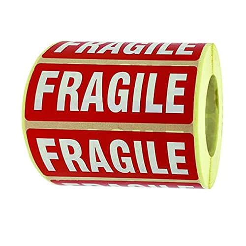 Image of 1000 x Fragile Parcel Labels Stickers Permanent Self Adhesive Size 89 x 32mm / Sticker ONLY Pack of 1000 Sticker