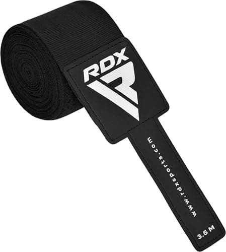Image of RDX IBA Boxing Hand Wraps, Black, 30cm Length, Moisture Resistant with Hook and Loop Closure, for MMA and Muay Thai Training, Medium Size (black, 4.5m)