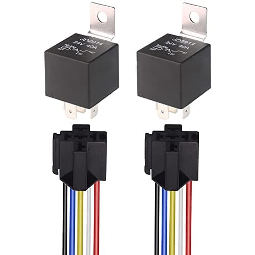Image of Gebildet 2pcs JD2914 Car Relay Harness 24V 40A 5 Pin SPDT 12AWG Harness Sockets with Built-in Diode for Automotive Truck Van Motorcycle Boat