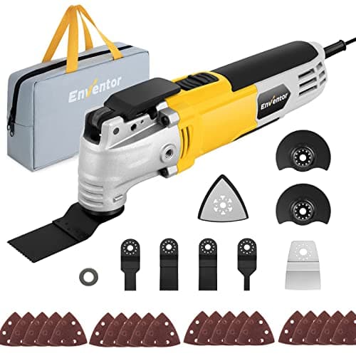 Image of Enventor Oscillating Multi Tools, 300W 15000-22000 OPM Electric Corded Multi Tool, 6 Variable Speeds, 3°Oscillation Angle, Quick-fit Blade Design, with 28pcs Accessories for Cutting, Sanding, Scraping