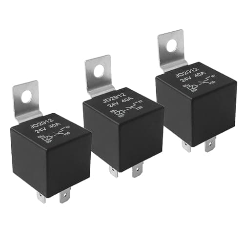 Image of Aiqeer 3 Pieces 4 Pin Car Relay, 24V 40A SPST Automotive Relay (Black)