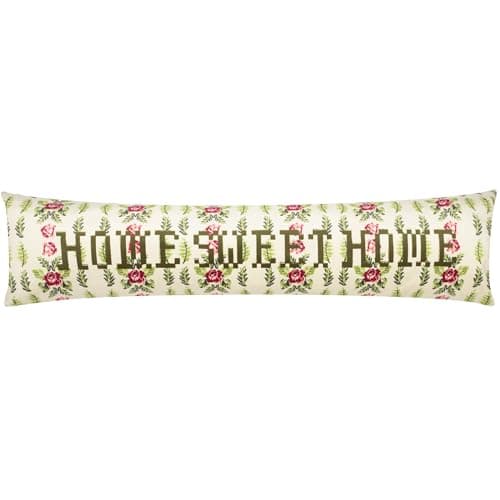 Image of Furn Feeoni Home Sweet Home Velvet Draught Excluder - Willow Green - 20 x 92 cm