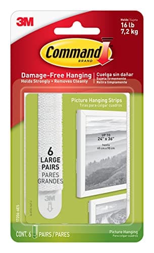 Image of Command 17206-6ES (4PK) Picture & Frame Hanging, Large, White, 6-Strip, 4-Pack Total, 24 Pairs