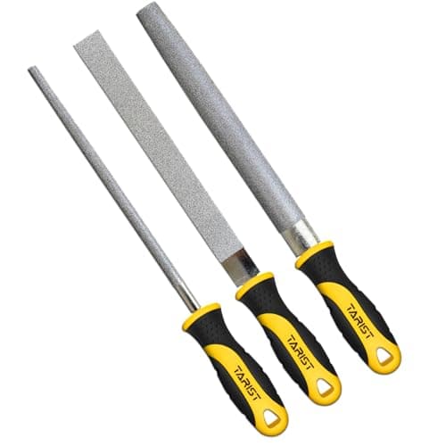 Image of TARIST Diamond File Set, 3-Piece, 8-inch, Includes Flat/Half-Round/Round. for Sharpening Lawn Mower Blades, Garden Shears, Axe, Knife - Tool Sharpener for Metal, Tile, Ceramic, Glass, Stone and More