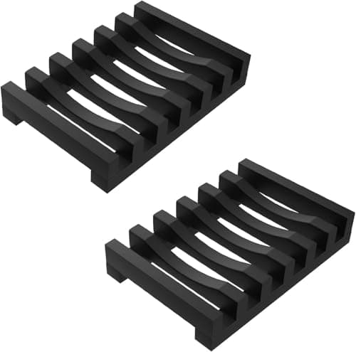 Image of Topsky 2-pack Silicone Soap Dish with Self-emptying Drainage Soap Holder for Kitchen Shower Room Bathroom (Black)