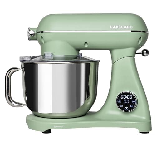 Image of Lakeland Deluxe 6.5 Litre Stand Mixer Sage Includes whisk, dough hook and beater Planetary mixing action 10 speed settings