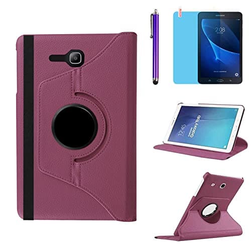 Image of Case for Samsung Galaxy Tab 3 Lite 7.0'' 2014 (SM-T110 T111 T113 T116) - 360 Degree Rotating Stand Case Full Protective Cover,with Stylus Pen,Screen Film (Purple)