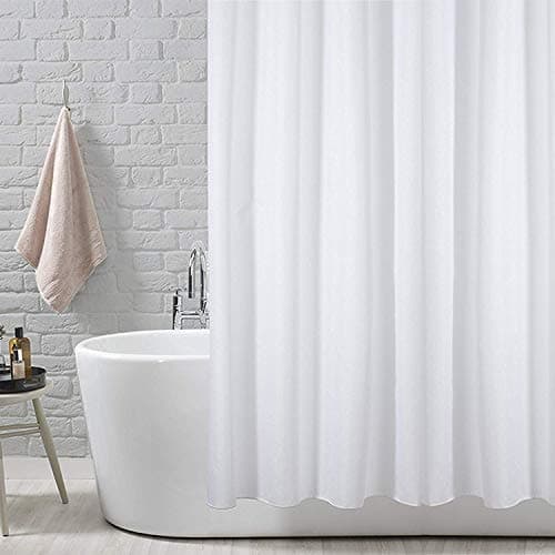 Image of ANSIO Shower Curtain for Bathroom - Mould and Mildew Resistant - Solid White, 180 x 180 cm (71 x 71 Inch) | Water Repellant Fabric | 100% Polyester