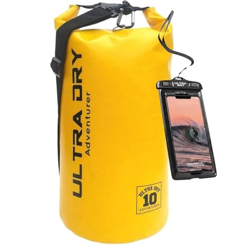 Image of Premium Waterproof Bag, Sack with Phone Dry Bag and Long Adjustable Shoulder Strap Included, Perfect for Kayaking/Boating/Canoeing/Fishing/Rafting/Swimming/Camping/Snowboarding (Yellow 10 L) …