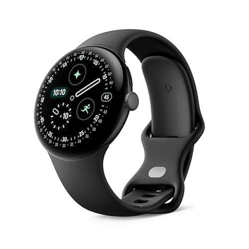Image of Google Pixel Watch 4 (45 mm) - Android smartwatch with Domed Display, Comprehensive Health and Fitness Tracking and Help from Gemini - Matte Black Aluminium Case - Obsidian Active Band - Wi-Fi