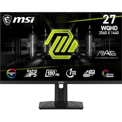 Image of MSI MAG 274QRF QD E2 27 Inch WQHD Gaming Monitor - 2560 x 1440 Rapid IPS Quantum Dot Panel, 180 Hz - 1ms, 120percentage sRGB Colour Gamut, DisplayHDR 400 - DP 14a, HDMI 20b, USB Type-C