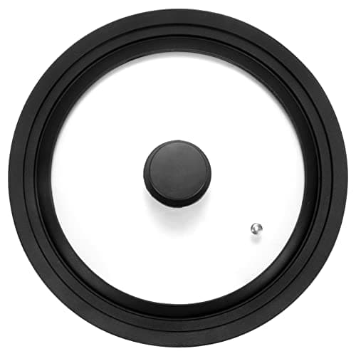 Image of Universal Lid for Pots Pans and Skillets Fits 26cm, 28cm & 30cm Diameter Cookware - Frying Pan Cover Universal Glass Lid with Heat Resistant Silicone Rim & Tempered Glass