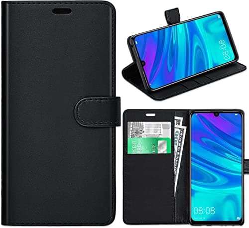 Image of KP TECHNOLOGY Huawei Y6 2019 Case - Leather Book Flip Wallet Cover with Card Slots (BLACK)