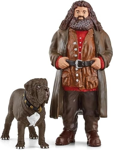 Image of SCHLEICH Harry Potter - Hagrid and Fang the Dog Figurines - 2 PC Harry Potter Set - Wizarding World Collectible Figures for Kids and Adults - Toys for Ages 6+ | 42638