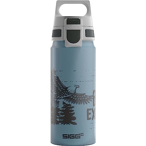 Image of Sigg - Aluminium Kids Water Bottle - WMB ONE Brave Eagle - Suitable For Carbonated Beverages - Leakproof - Lightweight - BPA Free - Climate Neutral Certified - Light Blue - 0.6L
