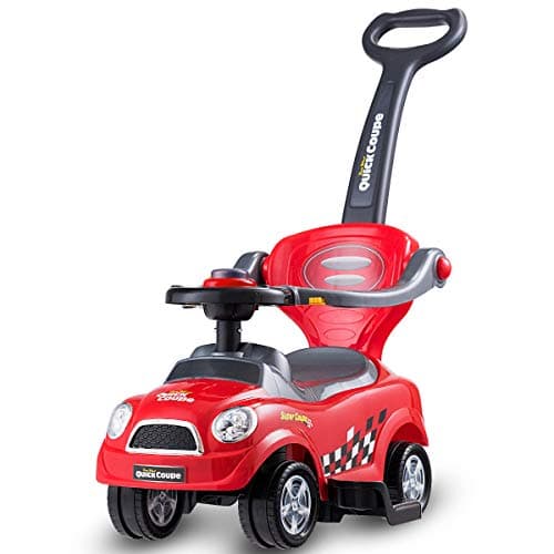 Image of COSTWAY 3 in 1 Ride on Push Car, Baby Push Along Car with Parent Handle Push Bar, Horn Sound, Upgrade Safety Barrier, Storage Compartment, Toddler Slider Walker for Boys Girls