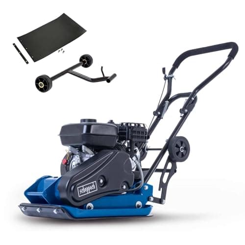Image of Scheppach HP2300S Wacker Plate Compactor | 54 x 42cm Plate | 4.1kW Petrol | 13,000N Force | 30cm Depth | Inc. Wheels & Rubber Mat