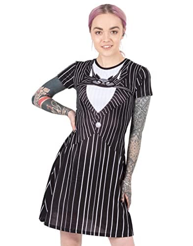 Image of Disney Nightmare Before Christmas Dress for Women | Ladies Jack Skellington Costume Outfit Merchandise Black