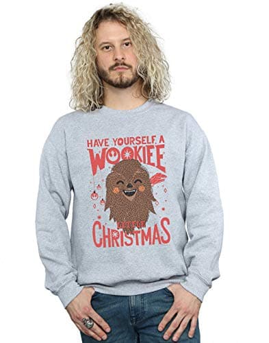 Image of Absolute Cult Star Wars Men's Wookiee Little Christmas Sweatshirt Sport Grey XXXXX-Large