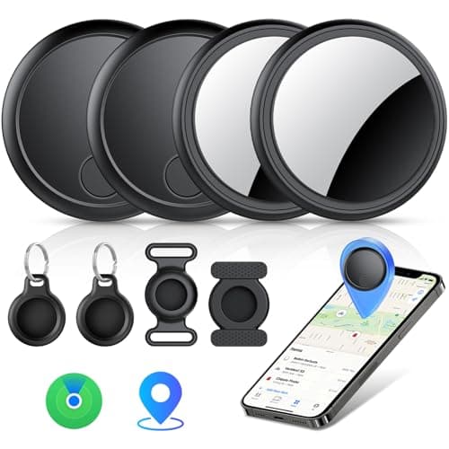 Image of Air Tracker Tags 4 pack electroplated black,2026 Compatible with Apple Find My APP (iOS Only) Replaceable Battery Last 2 Year, IP68 Waterproof, Item Locator for Keys/Luggages/Suitcases