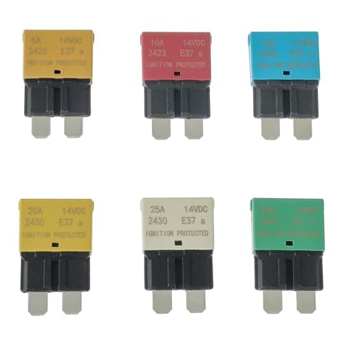 Image of HUAREW 12 V Automatic Circuit Breaker Car Reset ATC ATO Low Profile Fuse Circuit Breaker 5A 10A 15A 20A 25A 30A (Mix 6 Pieces)