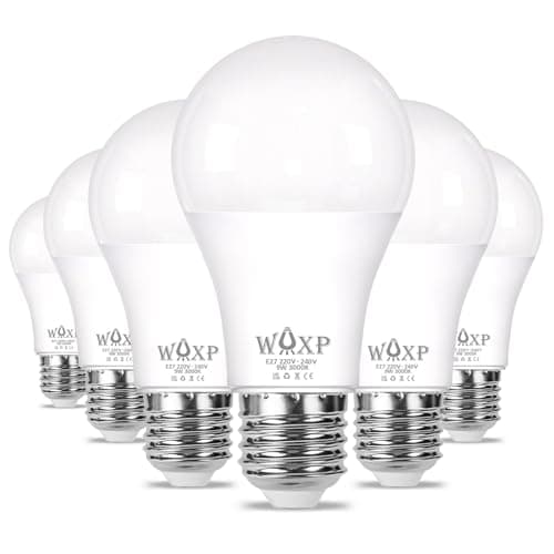 Image of E27 Screw LED Light Bulb Warm White 60W Equivalent, 900 Lumen ES GLS LED Bulbs, 9W Large Screw in Light Bulb, 3000K, Flicker Free Non-dimmable, Pack of 6