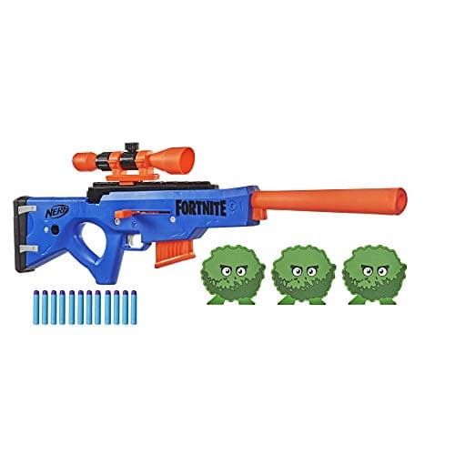Image of NERF Fortnite BASR-R Bolt Action Blaster -- Includes 3 Bush Targets, Removable Scope, Removable 6-Dart Clip, 6 Official Elite Darts