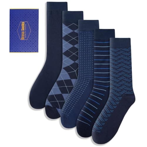 Image of Caldodo Mens Socks 7-11, Cotton Smart Dress Socks for Men, Breathable Crew Business Socks with Gift Box, Gifts for Him