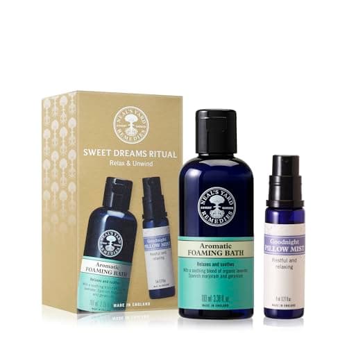 Image of Neal's Yard Remedies Sweet Dreams Ritual Gift Set, Pillow Mist & Foaming Bath Wash With Essential Oils, Vegan & Cruelty-Free, Set of 2