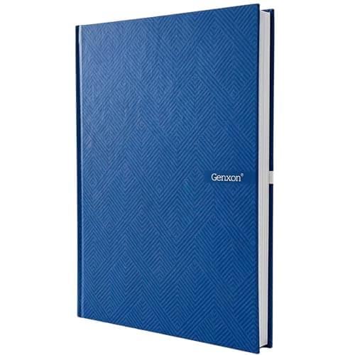 Image of genXon A4 Notebook Hardback 160 Pages 100gsm Paper 10mm Ruled Margin Sheets Notepad Home Office School Writing Notebooks for Students Black Blue Red (Blue)