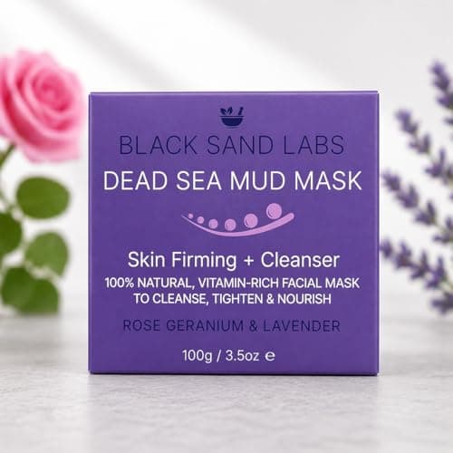 Image of Black Sand Labs Premium Dead Sea Mud Mask - Skin Firming & Cleanser with Jojoba Butter & Tamanu Oil - Luxury Clay Mask for Face - Deep Cleaning & Pore Care - Men & Women Skincare - 100g