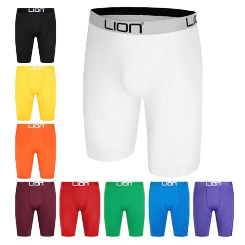 Image of LION SPORTSWEAR Compression Shorts for Football & Sports – Multi-Purpose Base Layer for Men & Kids, Ideal for Gym, Training & Running - White | Large Kids