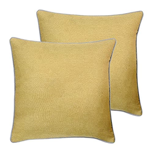 Image of Paoletti Bellucci Polyester Filled Cushions (Twin Pack), Polyester, Ochre/Light Grey