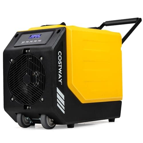 Image of COSTWAY 90L/Day Commercial Dehumidifier, Industrial Air Dehumidifiers Building Dryer with Pump, 24H Timer, Auto Defrost, Memory Starting, Handle & Wheels, Air Circulation 412m3/h (Yellow)