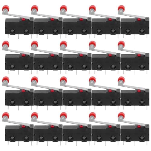 Image of JUMPLAWN 20pcs Snap Action Micro Switch with Roller Lever Spdt 5a 250v, Quick Connect 3 Pin Limit Switch for Electronic Equipment and Control Units, Black Housing