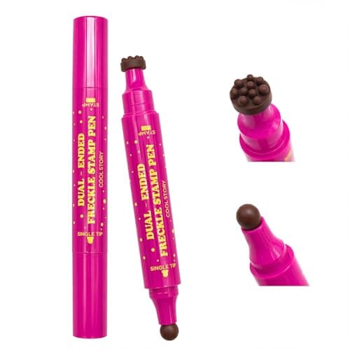 Image of Freckle Stamp and Freckle Pen, 2 in 1 Faux Freckles Stamp with Soft Dots Pen for Natural Lifelike Look Magic Fake Eyeliner and Freckles Marker Waterproof Long-Lasting Sun-Kissed Makeup Light Brown 01