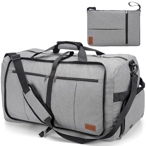 Image of Upeelife Large Foldable Travel Duffle Bag, 125L Waterproof Holdall Luggage Bags with Shoe Compartment, Lightweight Weekend Overnight Sports Gym Bag for Men Women (Grey)
