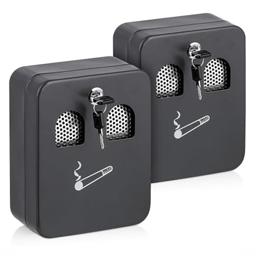 Image of besto Outdoor Ashtray Wall Mounted | Lockable Cigarette Ash Bin Having Removable Inner & Cigarette Motif | Smokers Bin for Office, Garden, Pub, Bar & Club (2)