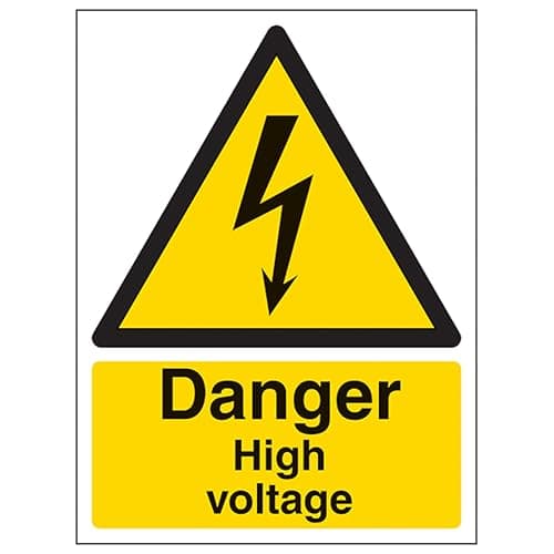 Image of V Safety Danger High Voltage - Portrait 200 x 300mm - 2mm Rigid Plastic Safety Sign